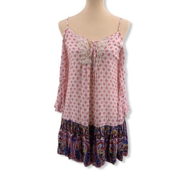 As U Wish Dresses & Skirts - AS U Wish Cold Shoulder Boho Print Dress